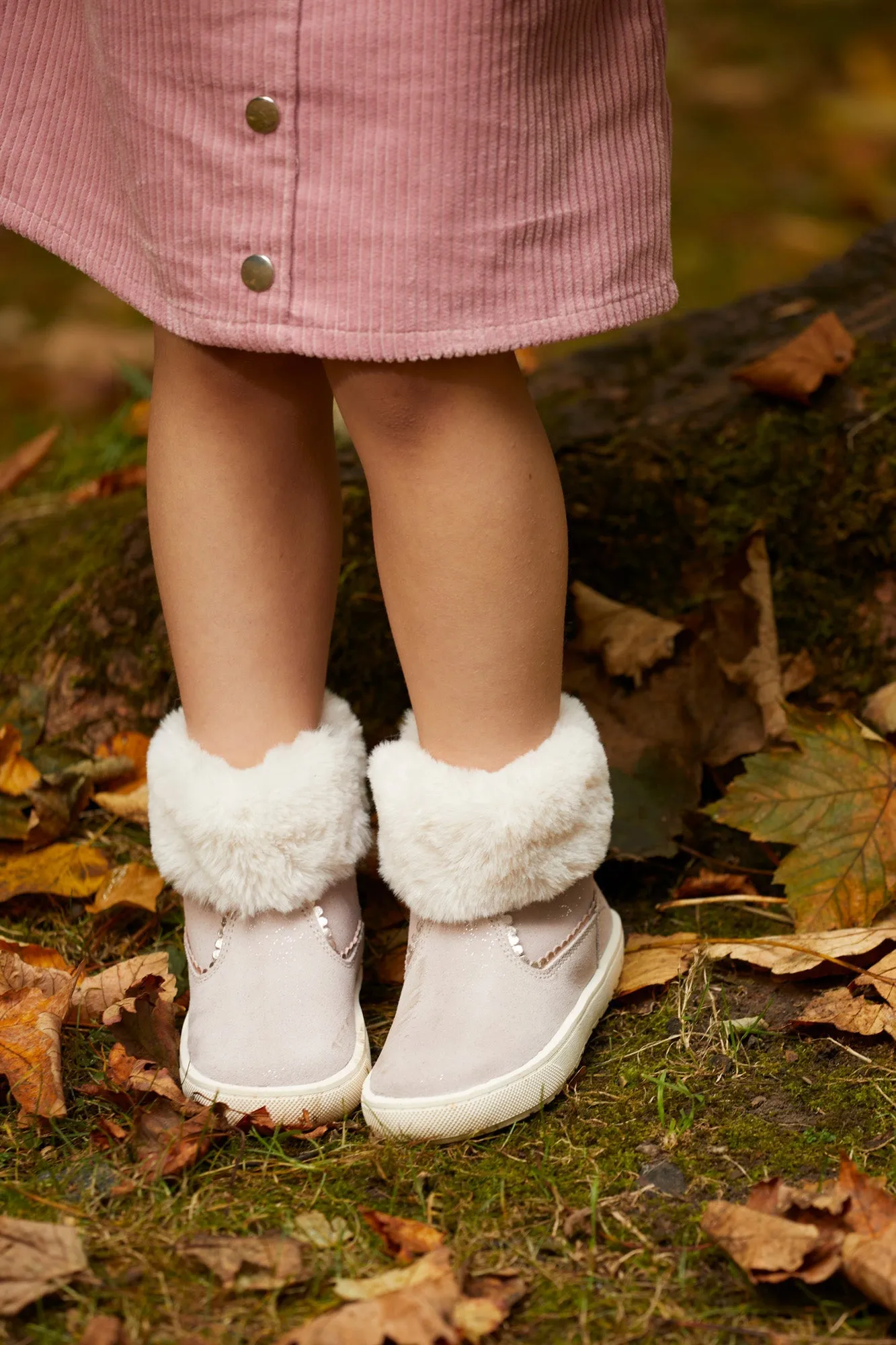 VIENNA - Girls' Pink Shimmer Fur Boots (Available in Half Sizes)