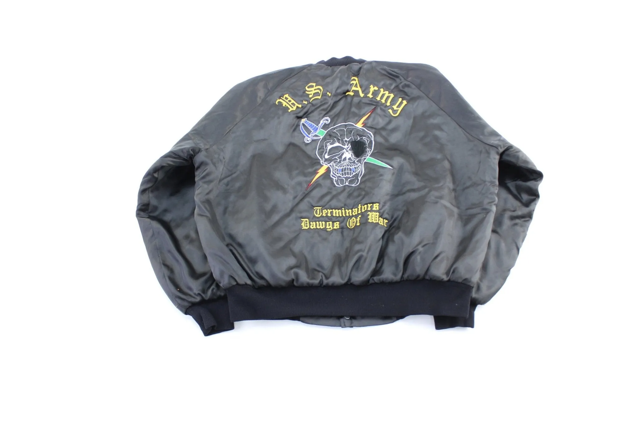 Vintage U.S. Army Embroidered Terminators Dawgs Of War Bomber Jacket