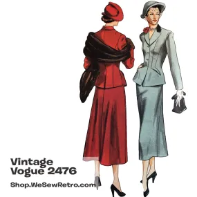 Vintage Vogue 2476 1940s Misses Jacket & Skirt Sewing Pattern