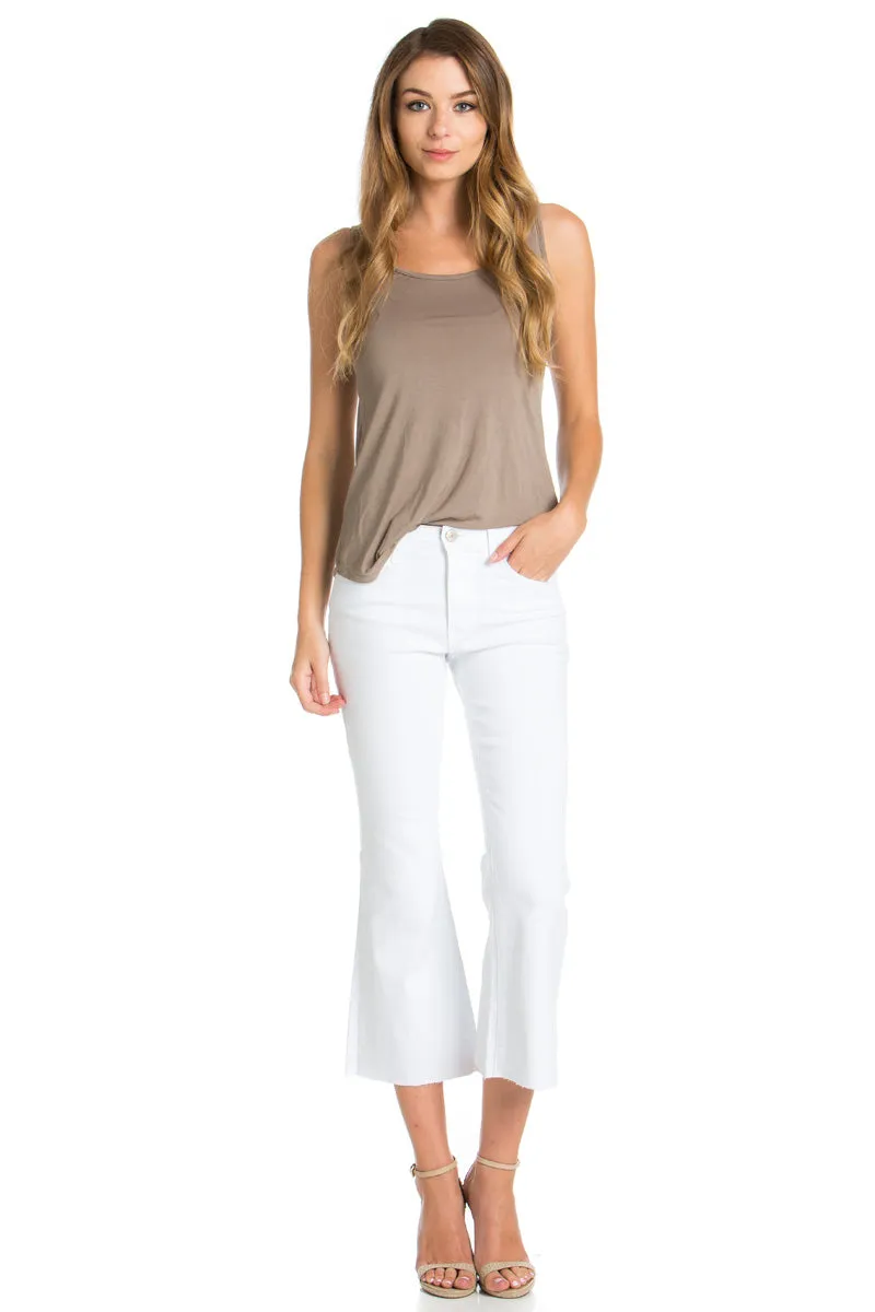 Walk of Fame Culotte Denim Flared Jeans White