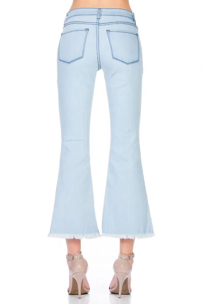 Walk of Fame Culotte Denim Flared Jeans White