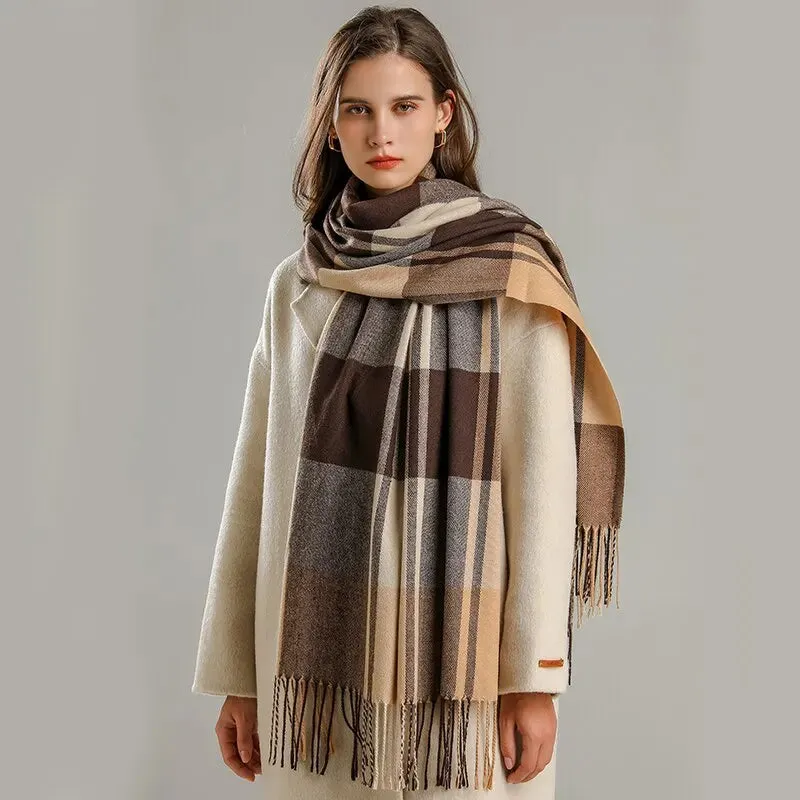 Warm Cashmere Blanket Women Travel Winter Scarf Fashion Plaid Pashmina Thick Shawl Wraps With Tassel Casual Bufanda Poncho New