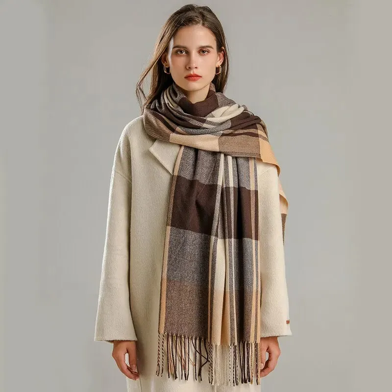 Warm Cashmere Blanket Women Travel Winter Scarf Fashion Plaid Pashmina Thick Shawl Wraps With Tassel Casual Bufanda Poncho New