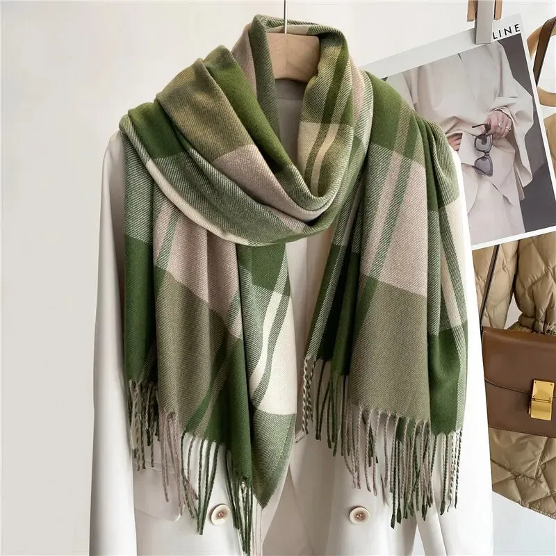 Warm Cashmere Blanket Women Travel Winter Scarf Fashion Plaid Pashmina Thick Shawl Wraps With Tassel Casual Bufanda Poncho New