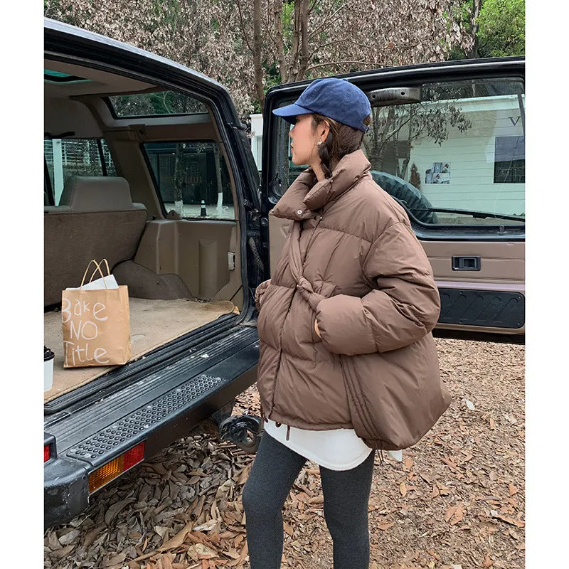 Wjczt cold weather outfits Korean Style Commuter Stand Collar Commuter down Jacket 2024 Winter with Bag Cotton Coat