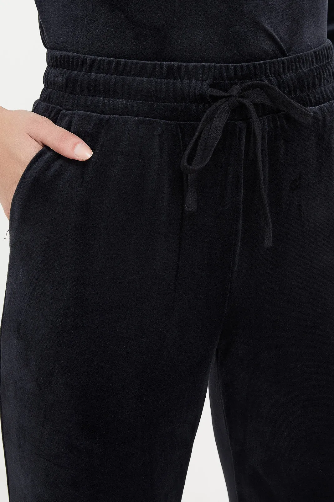 Women Black Active Velour Jogger