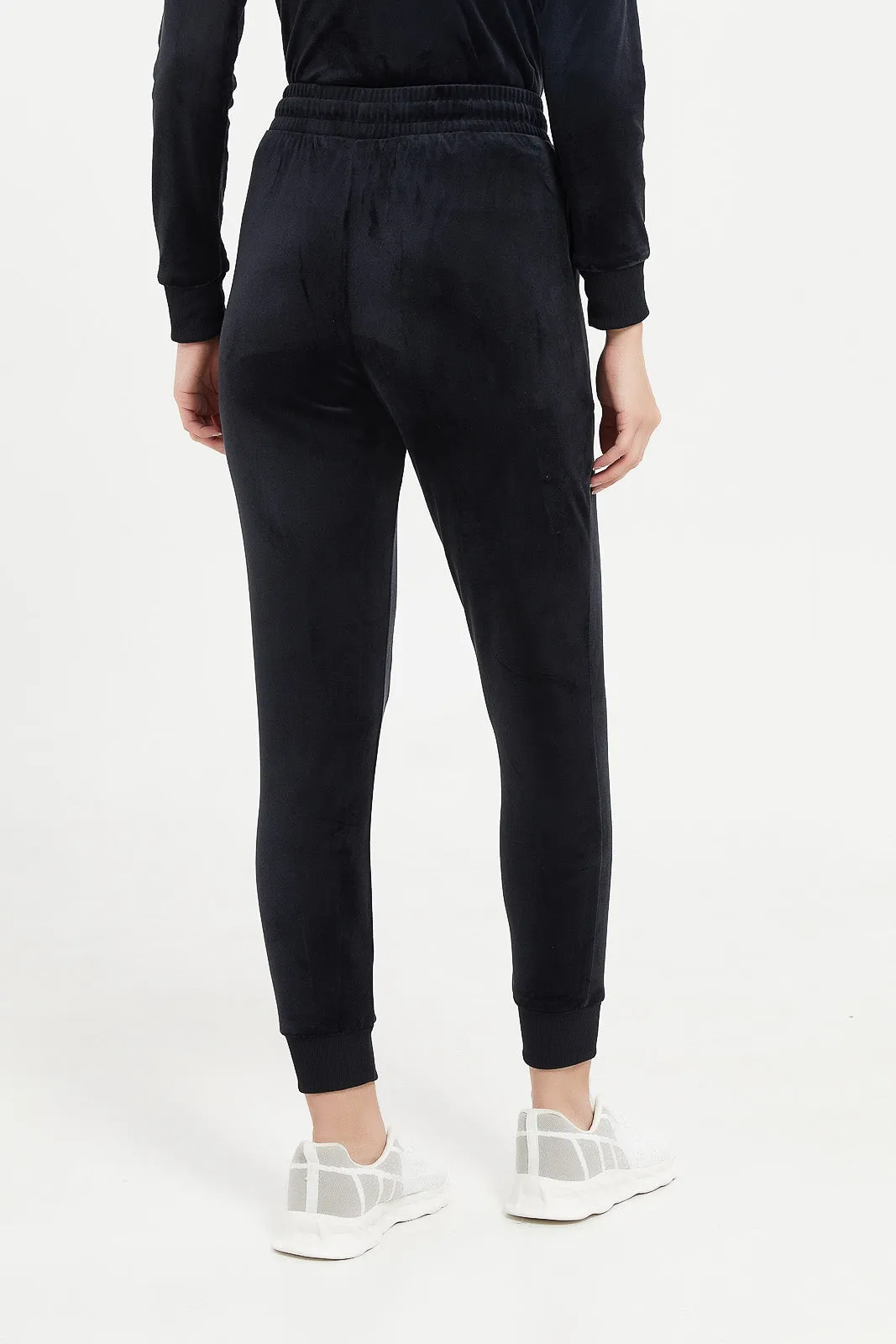 Women Black Active Velour Jogger