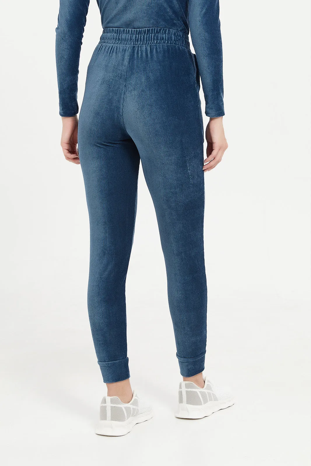 Women Blue Active Velour Jogger