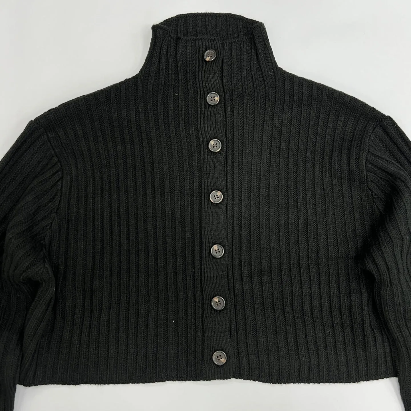 Women Button up Cropped Sweater Top