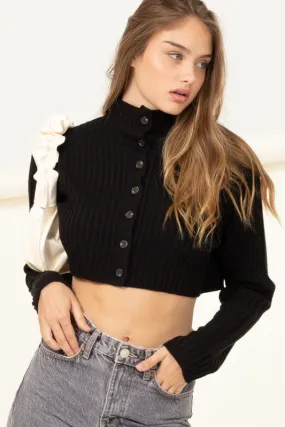 Women Button up Cropped Sweater Top